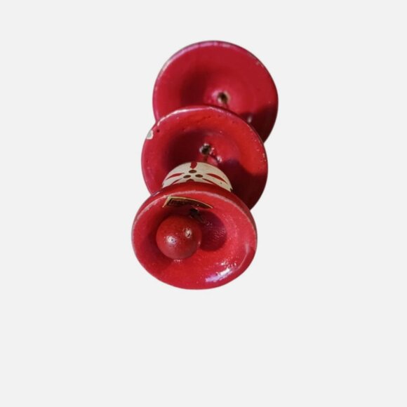 Vintage Christmas Bell Ornament Triple Bells Nested Hand Painted Wood Taiwan - Picture 5 of 7